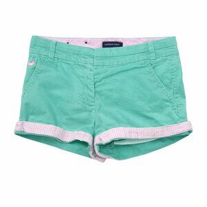 Southern Marsh Chino Shorts Size 0 Aqua Mint with Pink Cuffs Preppy Beach Resort